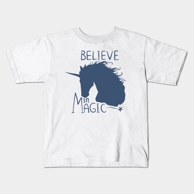 Believe in Magic Unicorn Kids T-Shirt by Peter the T-Shirt Dude